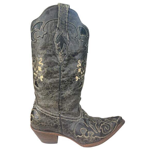 Corral Women’s Black Leather Inlay Western Cowgirl Boot Size US 9 - Picture 1 of 11